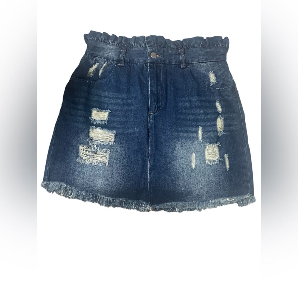 Hayden paper bag style, jean skirt